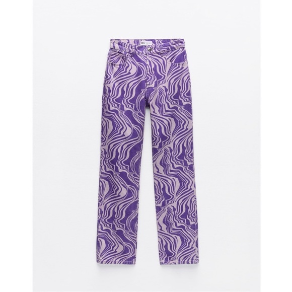 Zara PRINTED STRAIGHT LEG JEANS - Picture 5 of 11